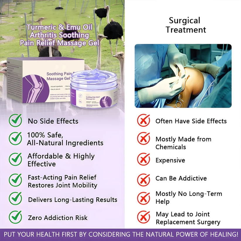 👉Clinically Trusted Arthritis Pain Relief Gel AAOS-Approved Turmeric & Emu Oil